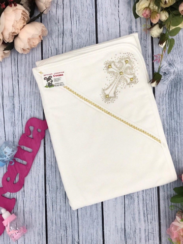 231. Крестильная пеленка, хлопок 100% Махра, Золото