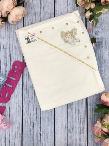 266-З. Крестильная пеленка, хлопок 100% Махра, Золото