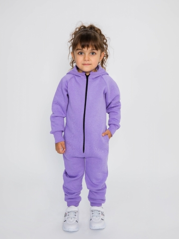318-Л. Комбинезон на молнии с капюшоном, лиловый, хлопок 65%, 35% ПЭ, 3 нитка толстовка (начёс) 86,92,98,104