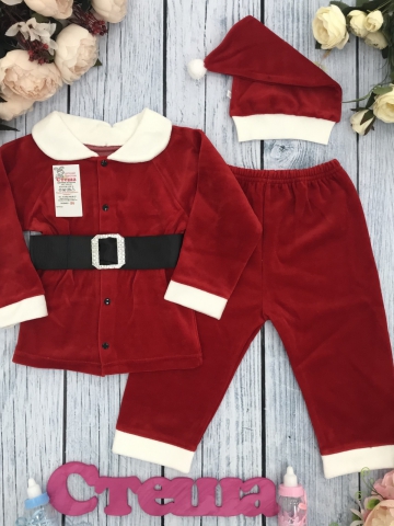 300. Костюм новогодний, хлопок 80% велюр, 20 % ПЭ, р 74, 80, 86